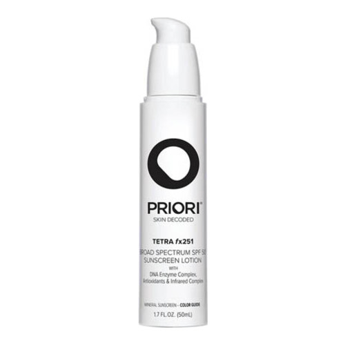 Priori Tetra fx251 - Tinted Sunscreen SPF 55, 50ml/1.7 fl oz Priori Tetra fx251 - Tinted Sunscreen SPF 55 on white background