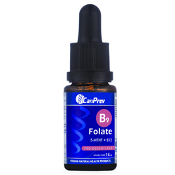 B9 Folate 200mcg Drops on white background