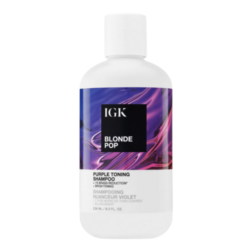IGK Hair Blonde Pop Purple Toning Shampoo, 236ml/7.98 fl oz IGK Hair Blonde Pop Purple Toning Shampoo on white background