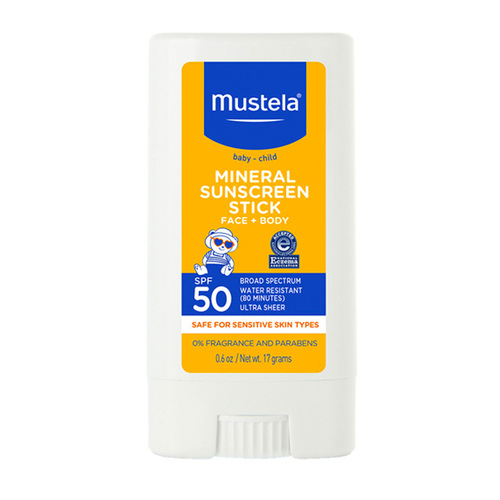Mustela Broad Spectrum SPF 50 Mineral Sunscreen Stick, 14.2g/0.5 oz Mustela Broad Spectrum SPF 50 Mineral Sunscreen Stick on white background