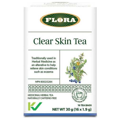 Flora Clear Skin Tea, 16 x 1.9g/0.1 oz Flora Clear Skin Tea on white background