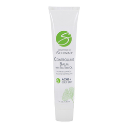 Controlling Balm with Tea Tree Oil on white background