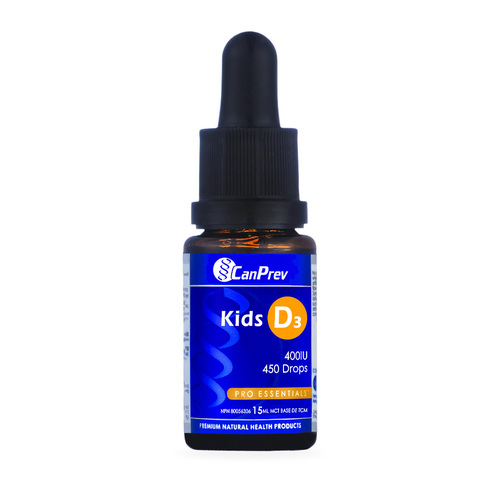 CanPrev D3 Drops Kids 400IU - MCT base, 15ml/0.5 fl oz CanPrev D3 Drops Kids 400IU - MCT base on white background