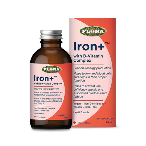 Flora Iron+ Liquid, 80ml/2.71 fl oz Flora Iron+ Liquid on white background