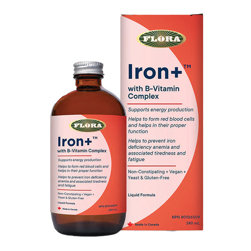 Flora Iron+ Liquid, 80ml/2.71 fl oz Flora Iron+ Liquid on white background