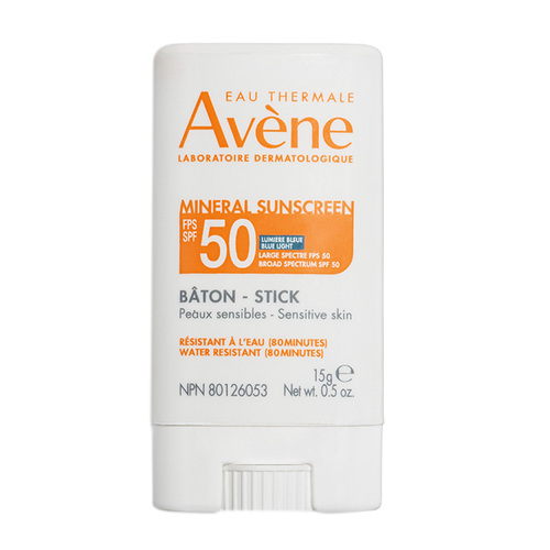 Avene Mineral Sunscreen Stick SPF 50, 15g/0.53 oz Avene Mineral Sunscreen Stick SPF 50 on white background