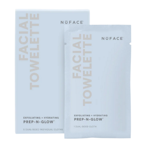 NuFace Prep-N-Glow Dual-Sided Cloths, 5 wipes NuFace Prep-N-Glow Dual-Sided Cloths on white background