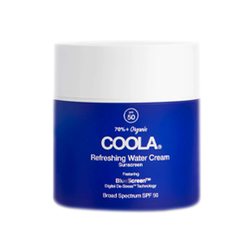 Refreshing Water Cream Organic Face Sunscreen SPF 50 on white background