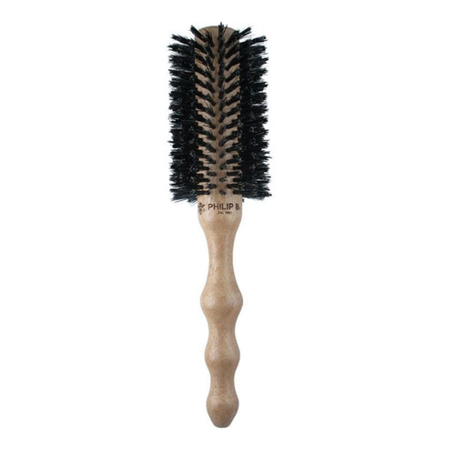 Philip B Botanical Round Hairbrush, Polished Mahogany Handle - Large (65mm), 1 piece Philip B Botanical Round Hairbrush, Polished Mahogany Handle - Large (65mm) on white background