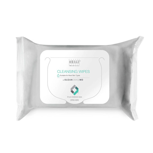 Obagi SUZANOBAGIMD On the Go Cleansing and Makeup Removing Wipes, 25 sheets Obagi SUZANOBAGIMD On the Go Cleansing and Makeup Removing Wipes on white background