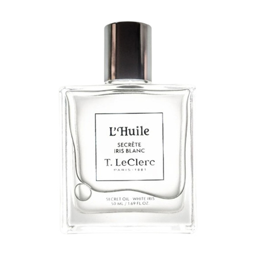 T LeClerc Secret Iris Blanc Oil, 50ml/1.69 fl oz T LeClerc Secret Iris Blanc Oil on white background