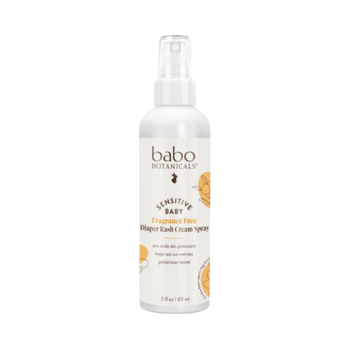 Babo Botanicals Sensitive Baby Fragrance Free Diaper Rash Cream Spray, 89ml/3.01 fl oz Babo Botanicals Sensitive Baby Fragrance Free Diaper Rash Cream Spray on white background