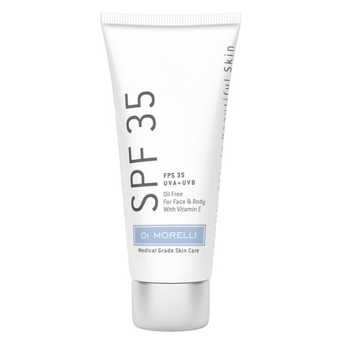 Di Morelli Sunscreen SPF 35, 90ml/3 fl oz Di Morelli Mini SPF 35 Sunscreen on white background