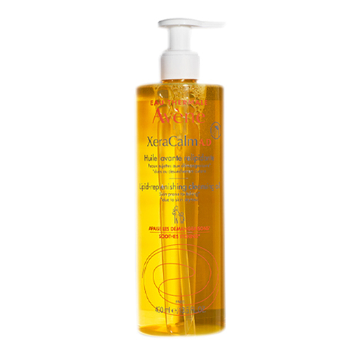 Avene XeraCalm A.D Lipid Replenishing Cleansing Oil on white background