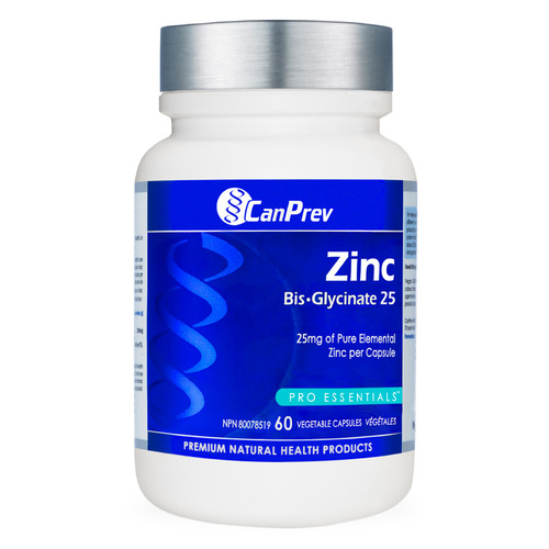 CanPrev Zinc Bis-Glycinate 25, 120 capsules CanPrev Zinc Bis-Glycinate 25 on white background