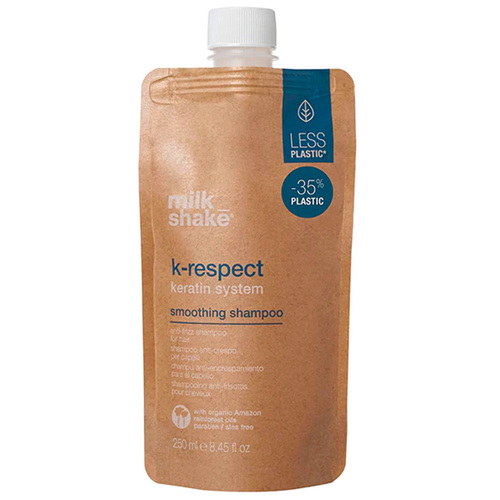 milk_shake k-respect smoothing shampoo, 250ml/8.45 fl oz milk_shake k-respect smoothing shampoo on white background